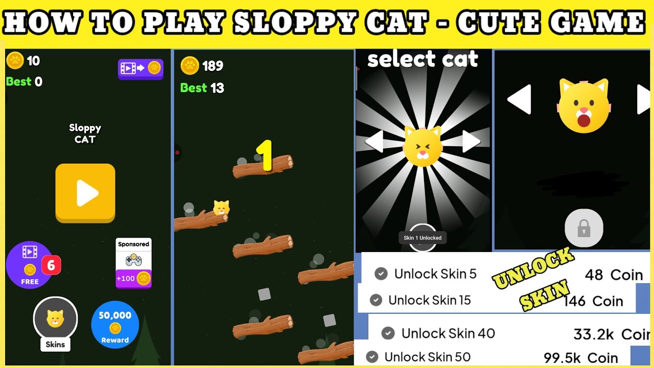 Slobby Cat HOW TO PLAY SLOPPY CAT - CUTE GAME ll HOW TO UNLOCK SKIN SLOPPY CAT ...