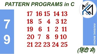 C Program to Display Pattern-79 in Hindi | Spiral Pattern | Kaushal Madhu