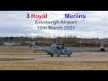 3 x Royal Navy Merlins departing Edinburgh Airport [4K/UHD]