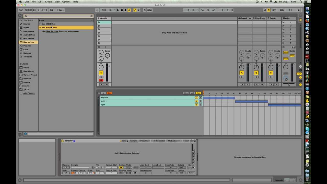 Layering sounds and using LFO to move between them in Ableton Live 9