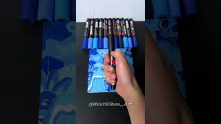 Drawing, But I Can Only Use The Color BLUE! Satisfying! (#shorts)