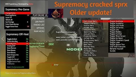 MW2 Supremacy SPRX Cracked showcase [OLD UPDATE, HOST,OFFHOST,PREGAME] + DOWNLOAD