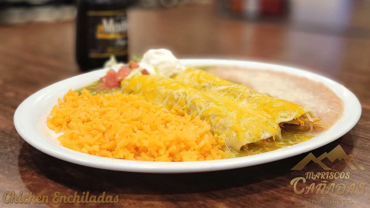 Shredded Beef Or Chicken Enchiladas from Mariscos Cañadas & Grill Sabor a Mexico Riverside 92505