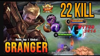 Granger Insane One Hit Build 22kills!! - New Meta Build Top 1 Global | Mobile Legends