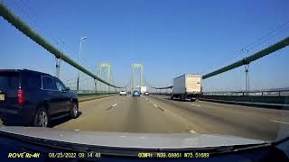 Delaware Memorial Bridge (I-295 / US-40) Dashcam from New Jersey southbound into Delaware