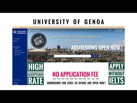 UNIVERSITY OF GENOA Admission Process | NO APPLICATION FEE