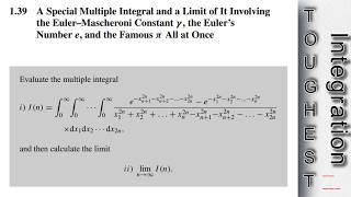 Evaluating the [ TOUGHEST ]  2n-Dimensional Multiple Integral &amp; The Euler-Mascheroni Constant Limit.