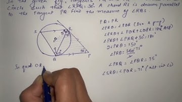 In the given fig.,tangents PQ and PR are drawn to a circle such that RPQ=30°. A chord RS is drawn...
