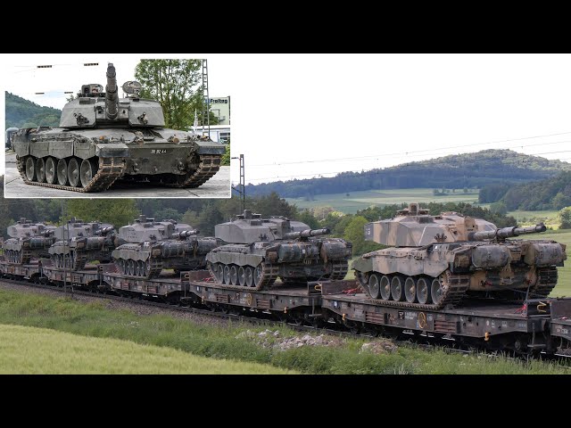 Dozens of British Army tanks arrive by train and travel on German roads 🇬🇧 🇩🇪 class=