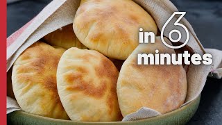 Easy 6-Minute Pita Bread Recipe | How to Make Pita Bread at Home ✅