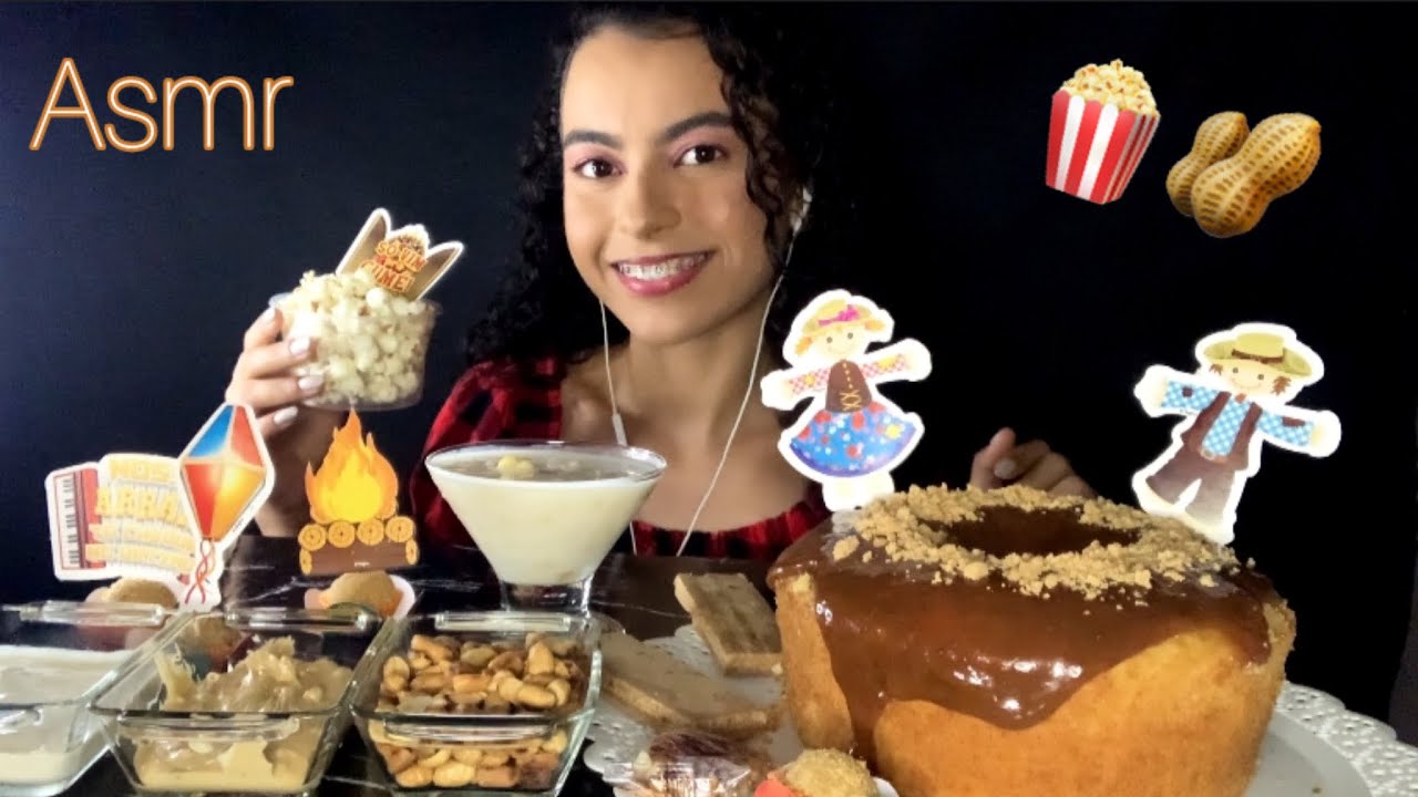 ASMR MUKBANG/ COMIDAS TÍPICAS DE SÃO JOÃO (pipoca, bolo, etc)