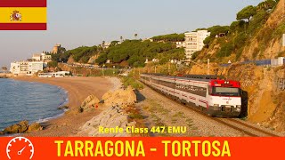 Cab ride Tarragona  Tortosa (Spain, Catalonia) train driver's view in 4K