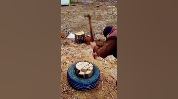 cool technique for splitting wood with an axe #shorts