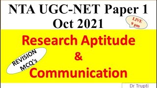 Research Aptitude & Communication UGC NET  - Revision MCQ's  Paper 1 Oct 2021 Dr Trupti