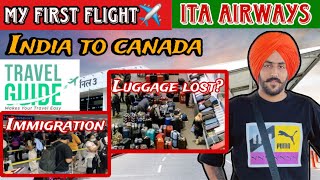 INDIA TO CANADA | MY FIRST FLIGHT EXPERIENCE | ITA AIRWAYS | FREE FOOD ON DELHI AIRPORT | SBI CARD