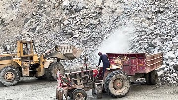 Loading Rocks 🪨 in Local Trolley with CAT Loader D966 “ Powerful Working Machines in Action #rocks