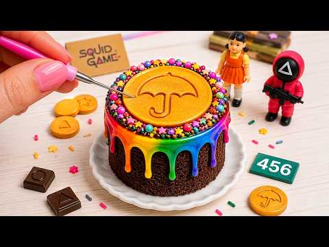 Mini Squid Game Chocolate Cake! 🦑 Red Light Green Light Miniature Decorating Hacks