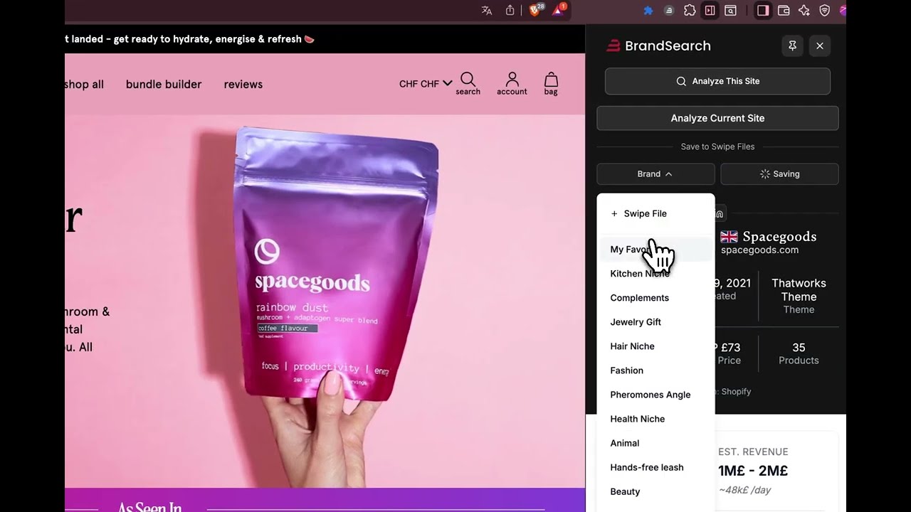 Save ads, brands, landing pages forever in your Swipe files.