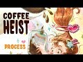 COFFEE HEIST!: Watercolour painting process 🧚‍♀️☕️✨