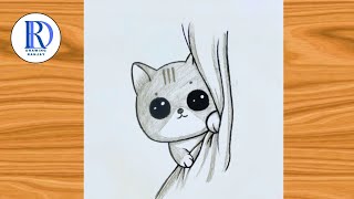 How to draw a kawaii cat easy | Really cute cat drawing | Pencil drawing