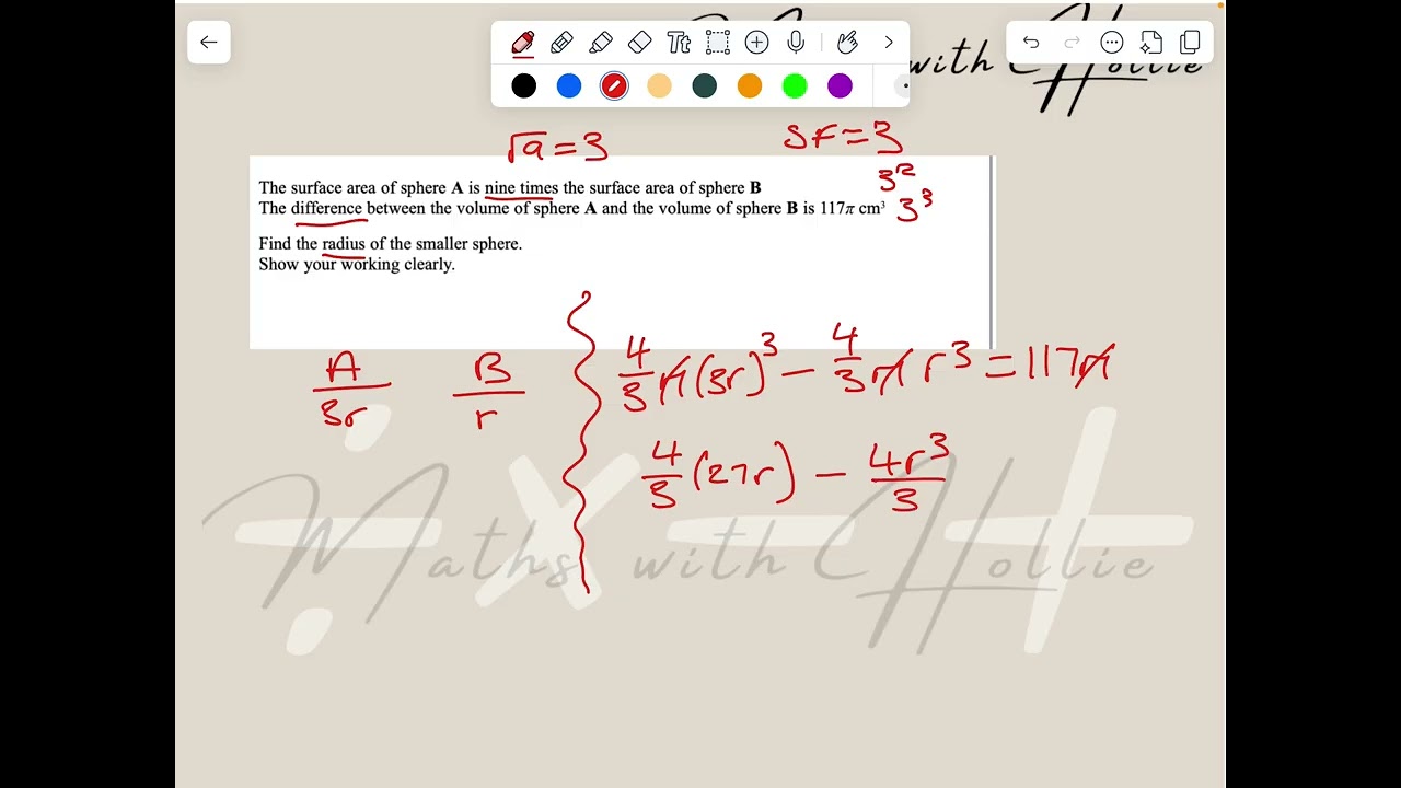 Higher IGCSE question similar shapes, surface area and volume of a sphere Edexcel paper 2 June 2023