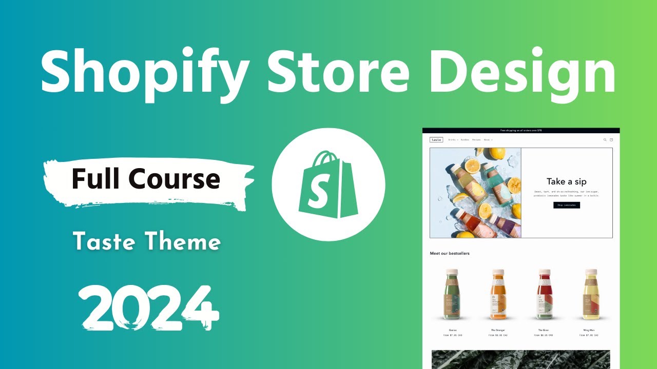 Shopify Store Design Full Course with Taste Theme 💻 Step by Step ...