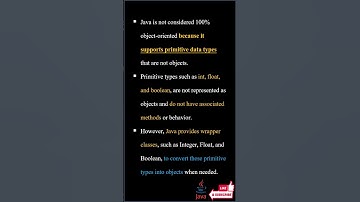 Why java is not 100% Object Oriented? #java #oops #interview