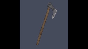 Low Poly Axe Spinaround - Wireframe