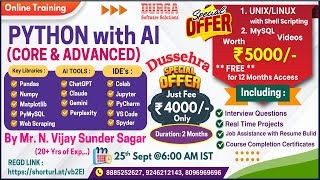 PYTHON with AI (CORE & ADVANCED) Online Training @ DURGASOFT screenshot 3