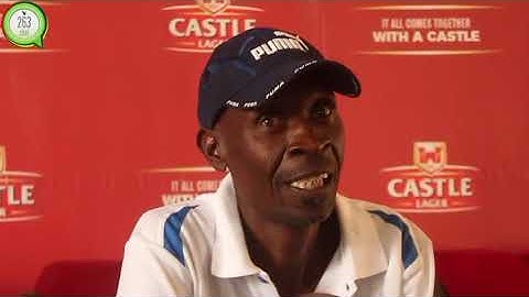 Dynamos Coach Lloyd “Mablanyo” Chigowe addressing journalist after the Harare Derby