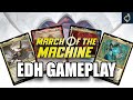 Shalai  hallar vs etali vs heliod vs zimone  dina  march of the machine edh gameplay  mtg