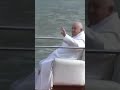 Pope Francis seen by boat on the canals of Venice