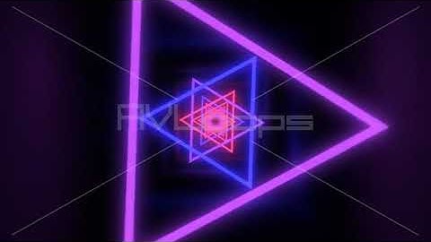Fly through Ultraviolet Glowing Neon Triangle Black Light Tunnel - IncrediVFX - AVloops