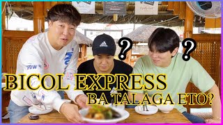 [REACT] Korean guys try Filipino food &quot;Bicol Express&quot;