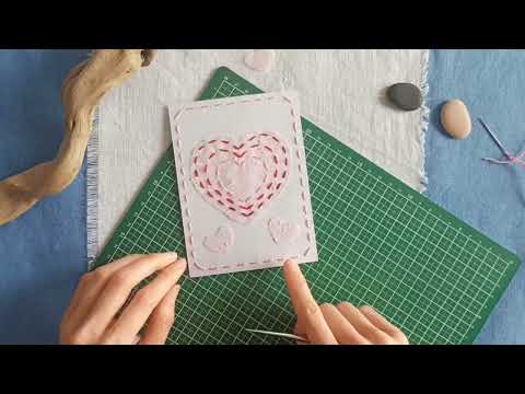 Открытка своими руками, сердечко, шов "вперед иголку", идеи для творчества, DIY, craft
