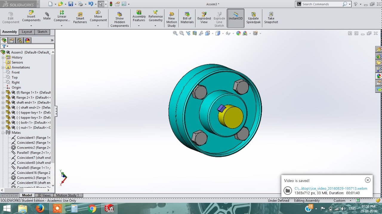 solidworks tutorial flange coupling part drawing YouTube