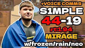 😯s1mple (44-19) rt:2.59 w/frozen/neo/rain +VOICE COMMS (mirage) | NA FACEIT RANKED l #cs2 #pov