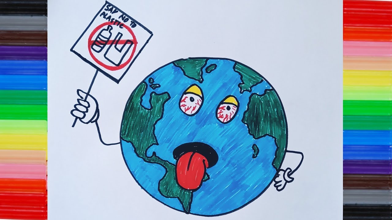Stop plastic Drawing |Earth Day drawing | World Environmental day Drawing - YouTube