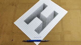 images 3D Letter Drawing Designs H drawing letter h 3d pencil drawing line paper