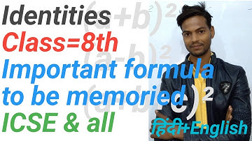 Important formula to be memories/Exercise 12(B)/Chapter-12/Identities/Class-8th/ICSE math/& all