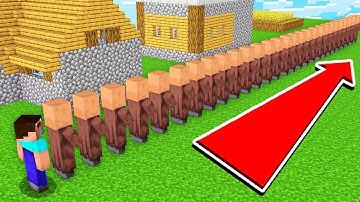 Minecraft NOOB vs PRO: WHERE LINE OF VILLAGERS LEADS TO IN VILLAGE 100% TROLLING LONG TURN BIG QUEUE