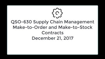 Supply Chain Basics: Make-to-Order and Make-to-Stock Contracts