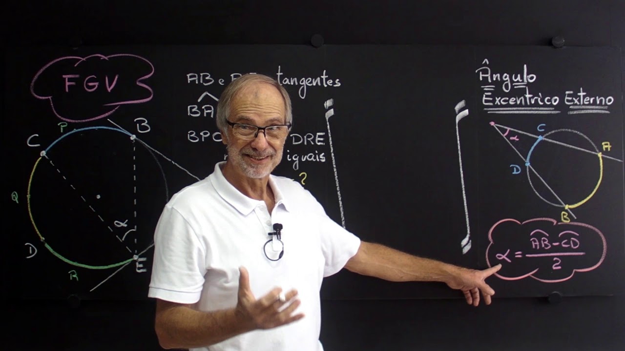 Na figura, AB e AE são tangentes à circunferência nos pontos B e E (FGV) | Prof. Fernão