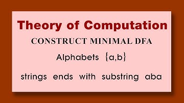 Theory of Computation CONSTRUCT MINIMAL DFA Alphabets {a b} strings ends with substring aba