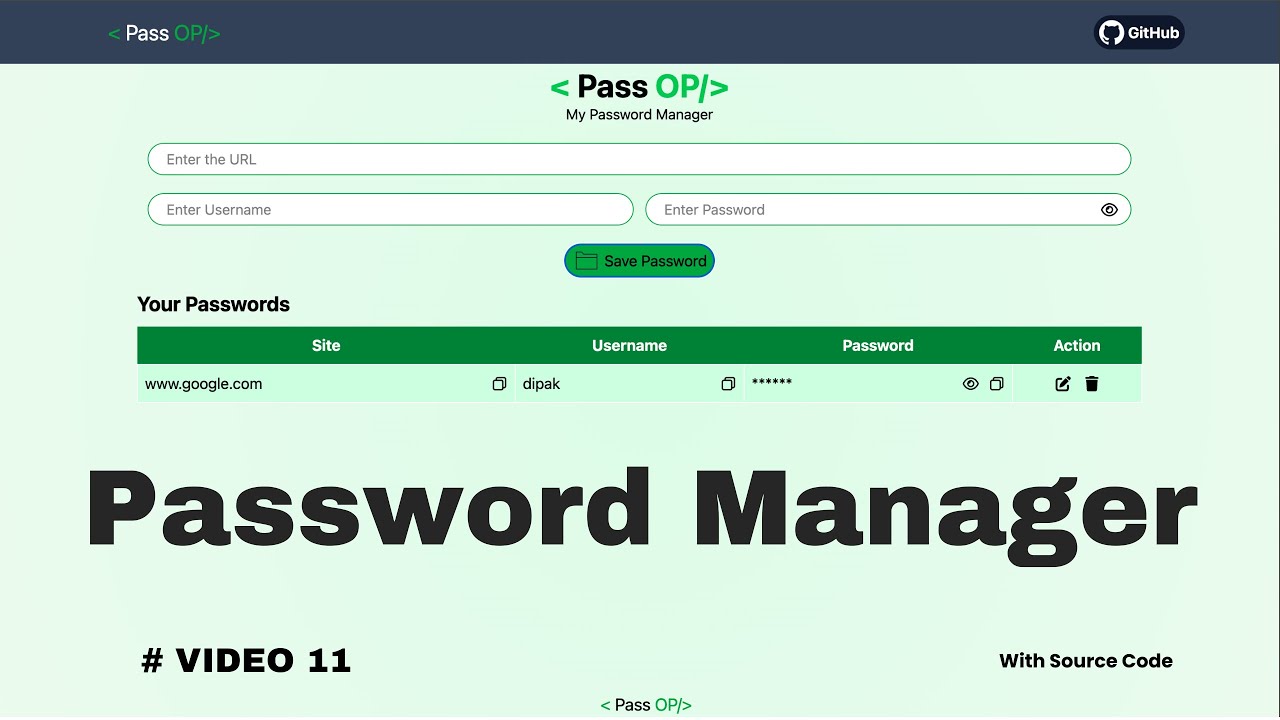 Build a Password Manager with React + Vite | LocalStorage - YouTube