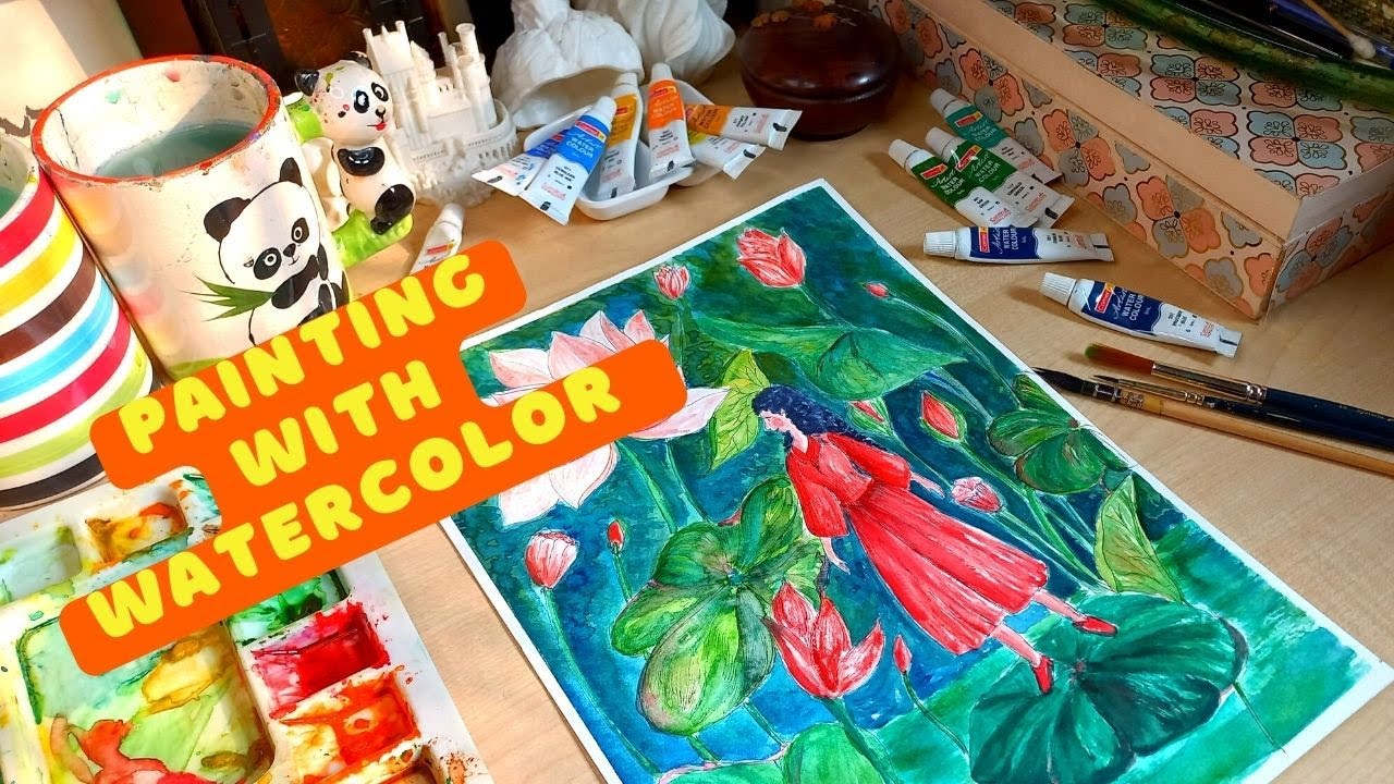 How to paint watercolor illustration "bloom in blue" YouTube