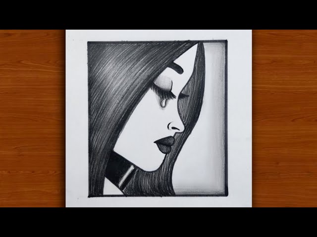 How to draw a Beautiful Girl Very Easy || Girl Drawing Easy || Pencil sk...  | Girl drawing, Drawing sketches, Easy drawings