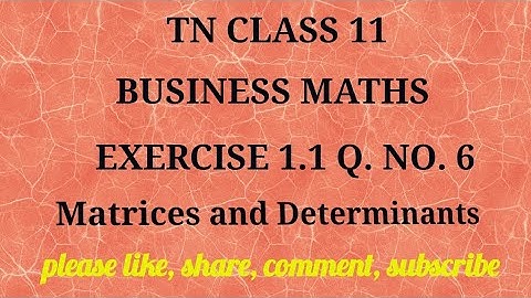 Tn 11 business maths |exercise 1.1 |q. no.6|state board | Matrices and Determinants |gmrrao maths|