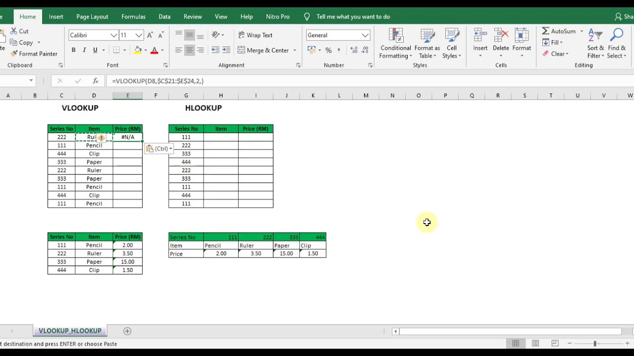 Excel Formula (Vlookup and Hlookup) YouTube