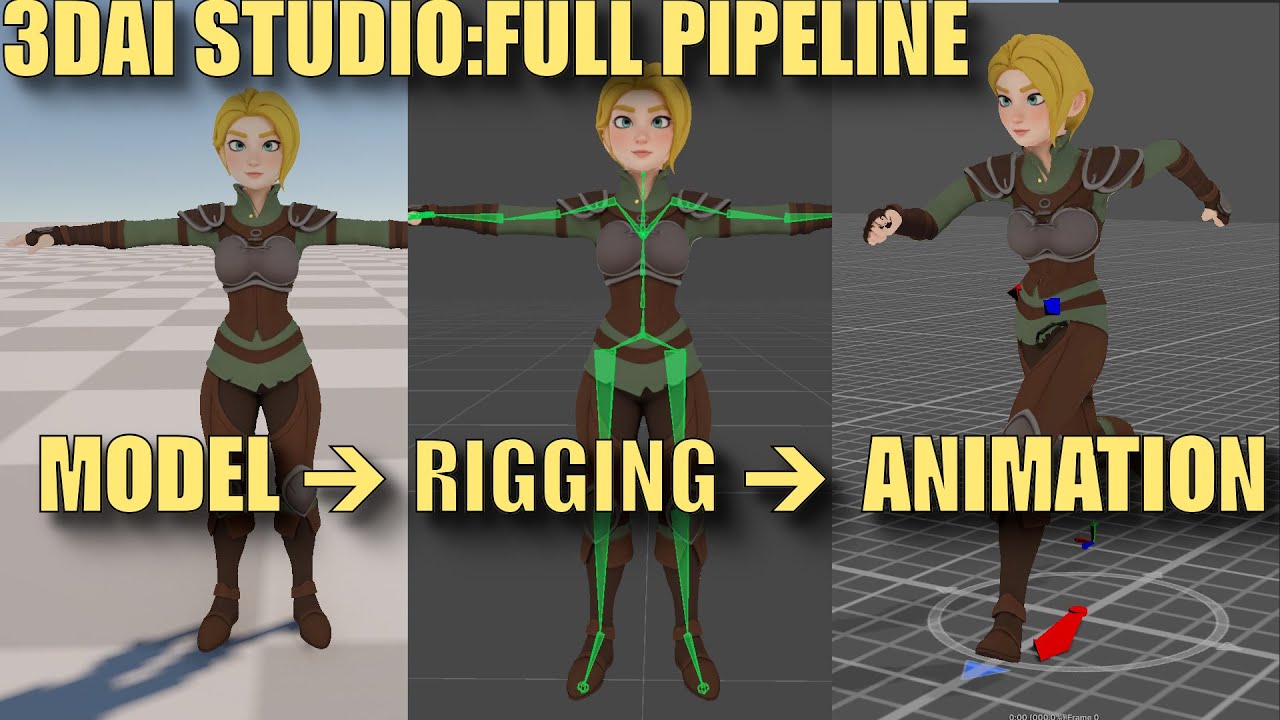 3D AI Studio: Full Character Pipeline Deep Dive (Image to 3D, Rigging & Animation)